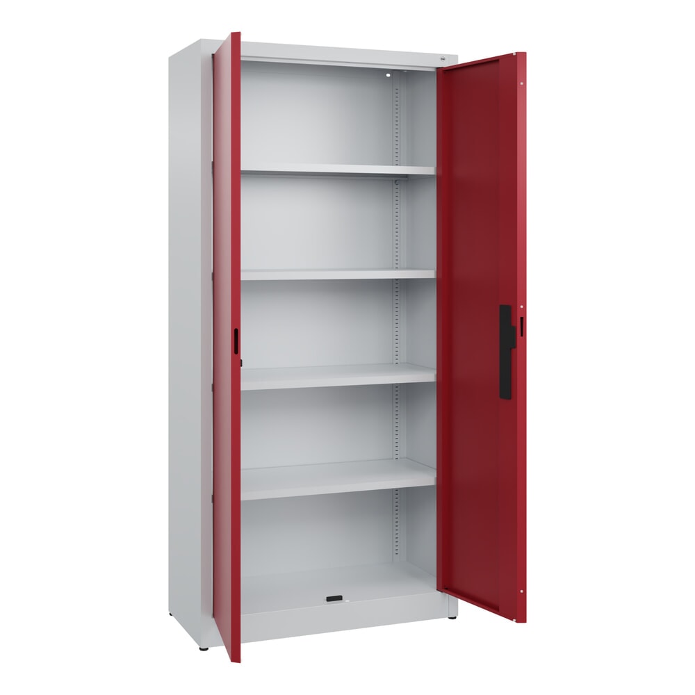 N° de l'image du produit 4 : Armoire à portes battantes C+P, 5 niveaux, H x l x P 1950 x 930 x 400 mm, gris clair, rouge rubis