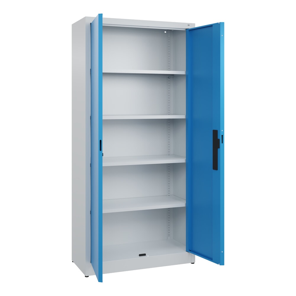 N° de l'image du produit 4 : Armoire à portes battantes C+P, 5 niveaux, H x l x P 1950 x 930 x 400 mm, gris clair, bleu clair