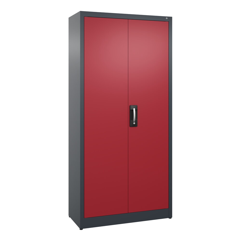 Illustration du produit: Armoire à portes battantes C+P, 5 niveaux, H x l x P 1950 x 930 x 400 mm, gris anthracite, rouge rubis
