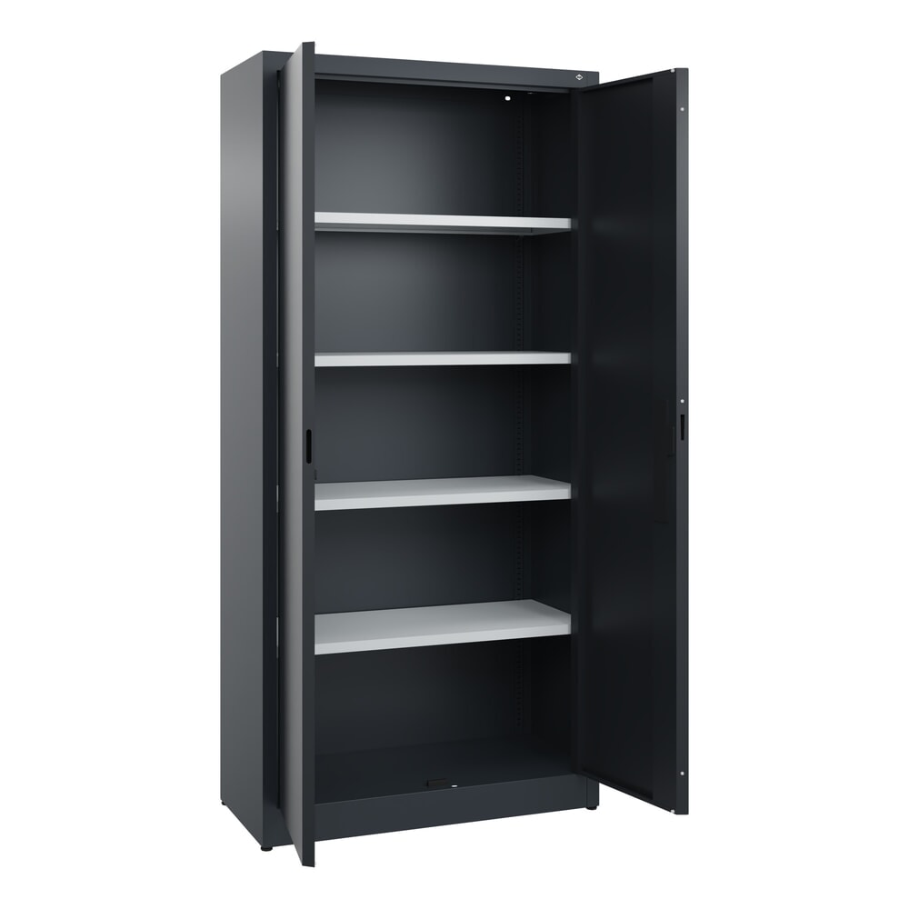 N° de l'image du produit 4 : Armoire à portes battantes C+P, 5 niveaux, H x l x P 1950 x 930 x 400 mm, gris anthracite, gris noir