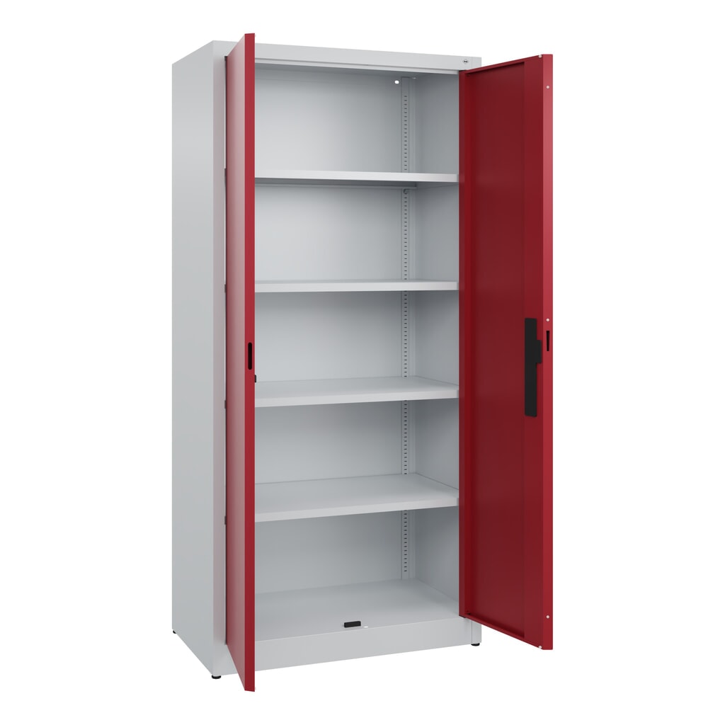 Armoire à portes battantes C+P, 5 niveaux, H x l x P 1950 x 930 x 500 mm, gris clair, rouge rubis N° de l'image du produit 4 : Armoire à portes battantes C+P, 5 niveaux, H x l x P 1950 x 930 x 500 mm, gris clair, rouge rubis