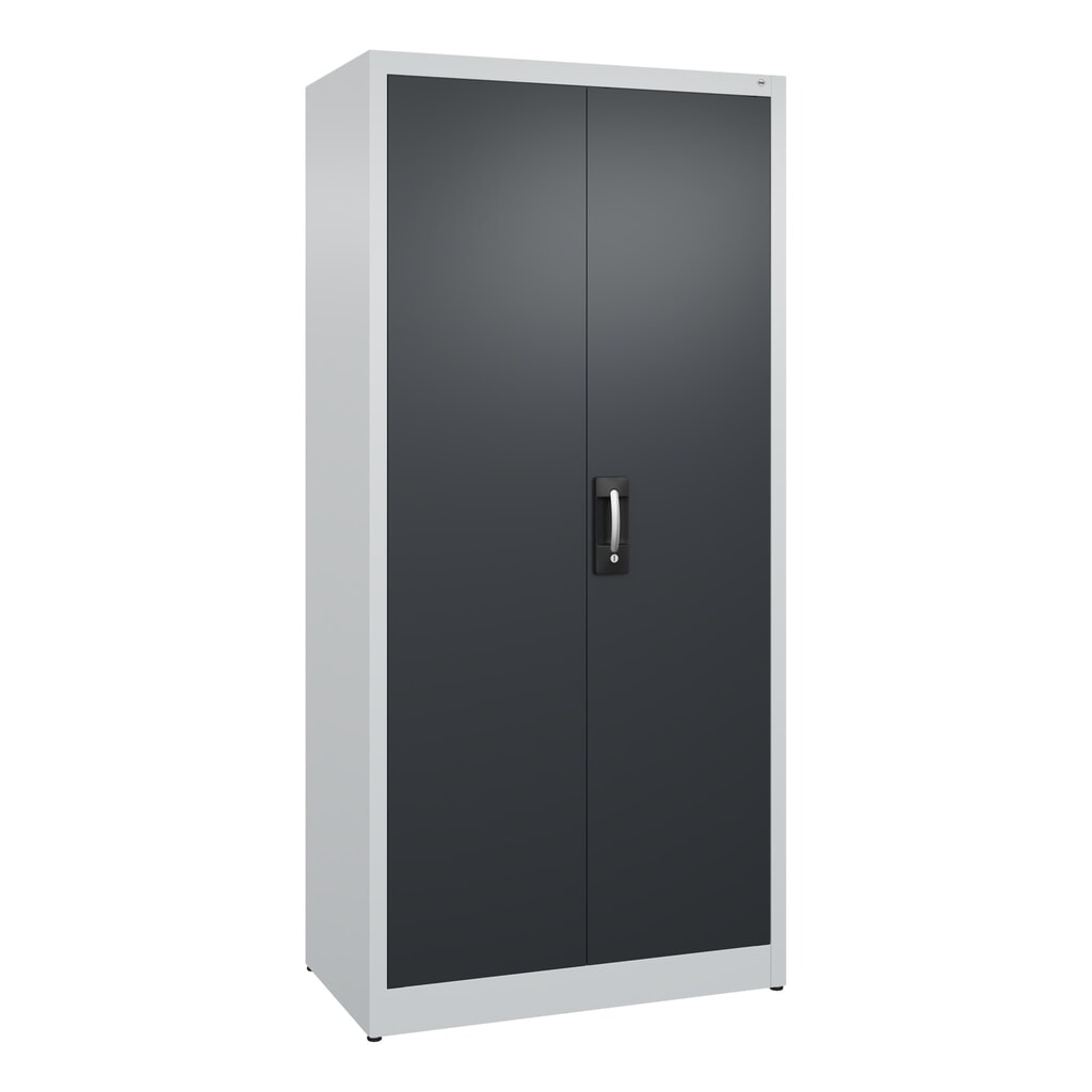 Armoire à portes battantes C+P, 5 niveaux, H x l x P 1950 x 930 x 500 mm, gris clair, gris noir Illustration du produit: Armoire à portes battantes C+P, 5 niveaux, H x l x P 1950 x 930 x 500 mm, gris clair, gris noir