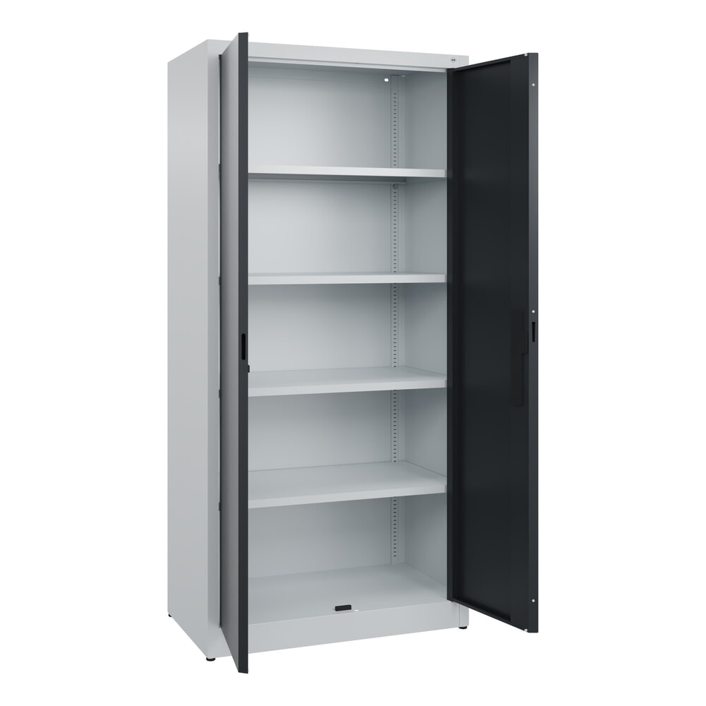 N° de l'image du produit 4 : Armoire à portes battantes C+P, 5 niveaux, H x l x P 1950 x 930 x 500 mm, gris clair, gris noir