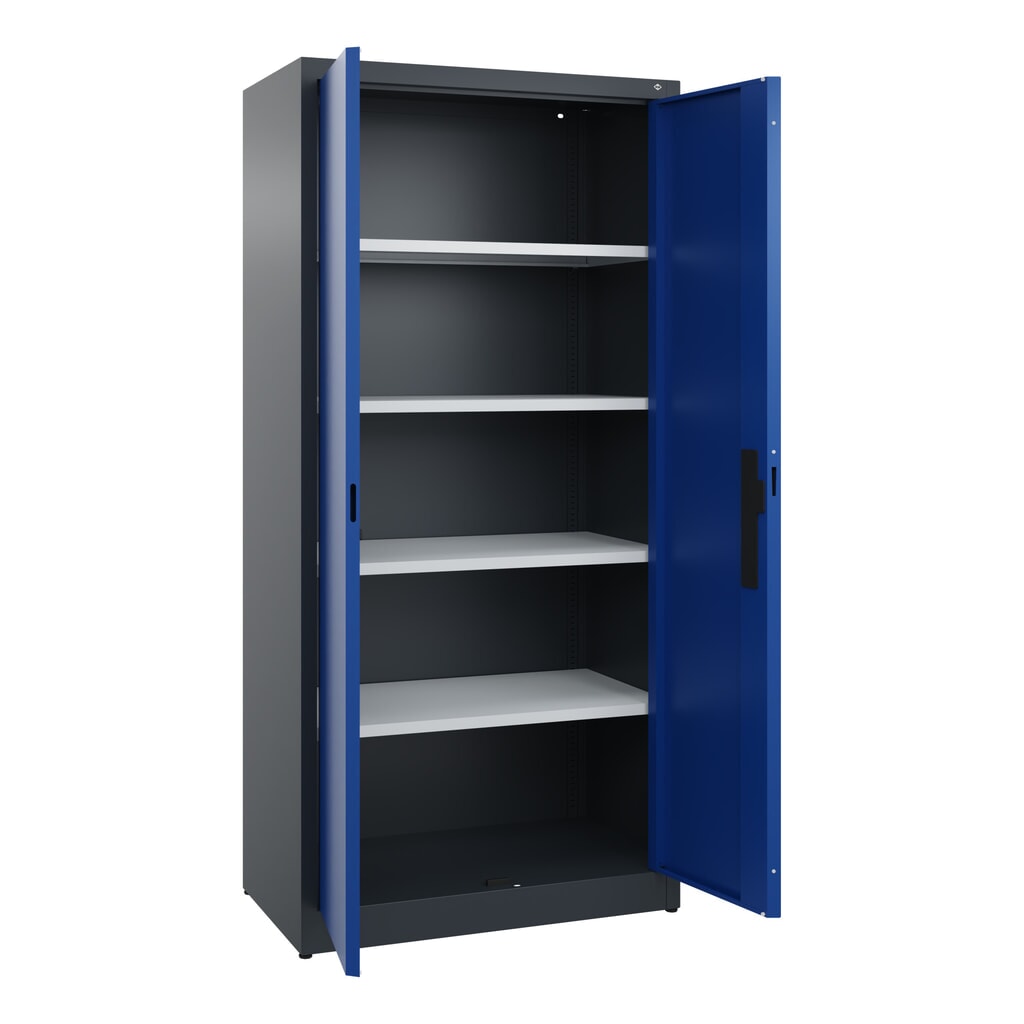 Armoire à portes battantes C+P, 5 niveaux, H x l x P 1950 x 930 x 500 mm, gris anthracite, bleu gentiane N° de l'image du produit 4 : Armoire à portes battantes C+P, 5 niveaux, H x l x P 1950 x 930 x 500 mm, gris anthracite, bleu gentiane