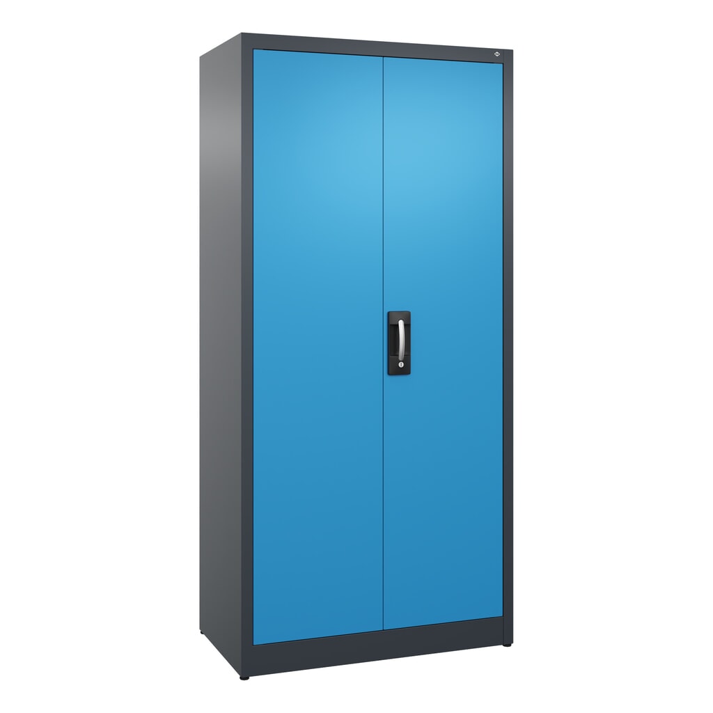 Armoire à portes battantes C+P, 5 niveaux, H x l x P 1950 x 930 x 500 mm, gris anthracite, bleu clair Illustration du produit: Armoire à portes battantes C+P, 5 niveaux, H x l x P 1950 x 930 x 500 mm, gris anthracite, bleu clair
