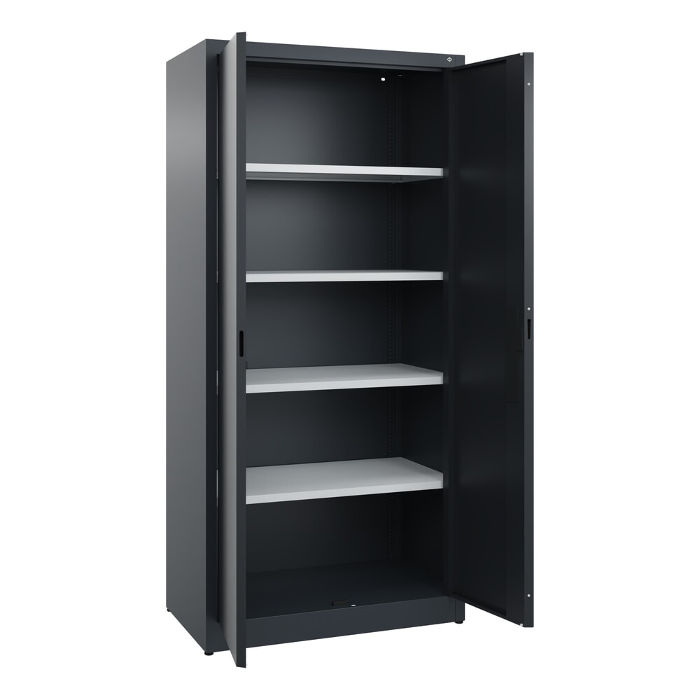 N° de l'image du produit 4 : Armoire à portes battantes C+P, 5 niveaux, H x l x P 1950 x 930 x 500 mm, gris anthracite, gris noir