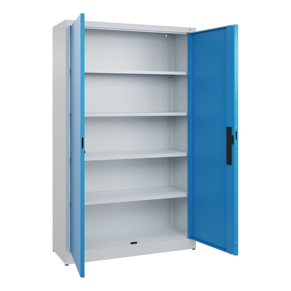 Armoire à portes battantes C+P, 5 niveaux, H x l x P 1950 x 1 200 x 400 mm, gris clair, bleu clair N° de l'image du produit 4 : Armoire à portes battantes C+P, 5 niveaux, H x l x P 1950 x 1 200 x 400 mm, gris clair, bleu clair