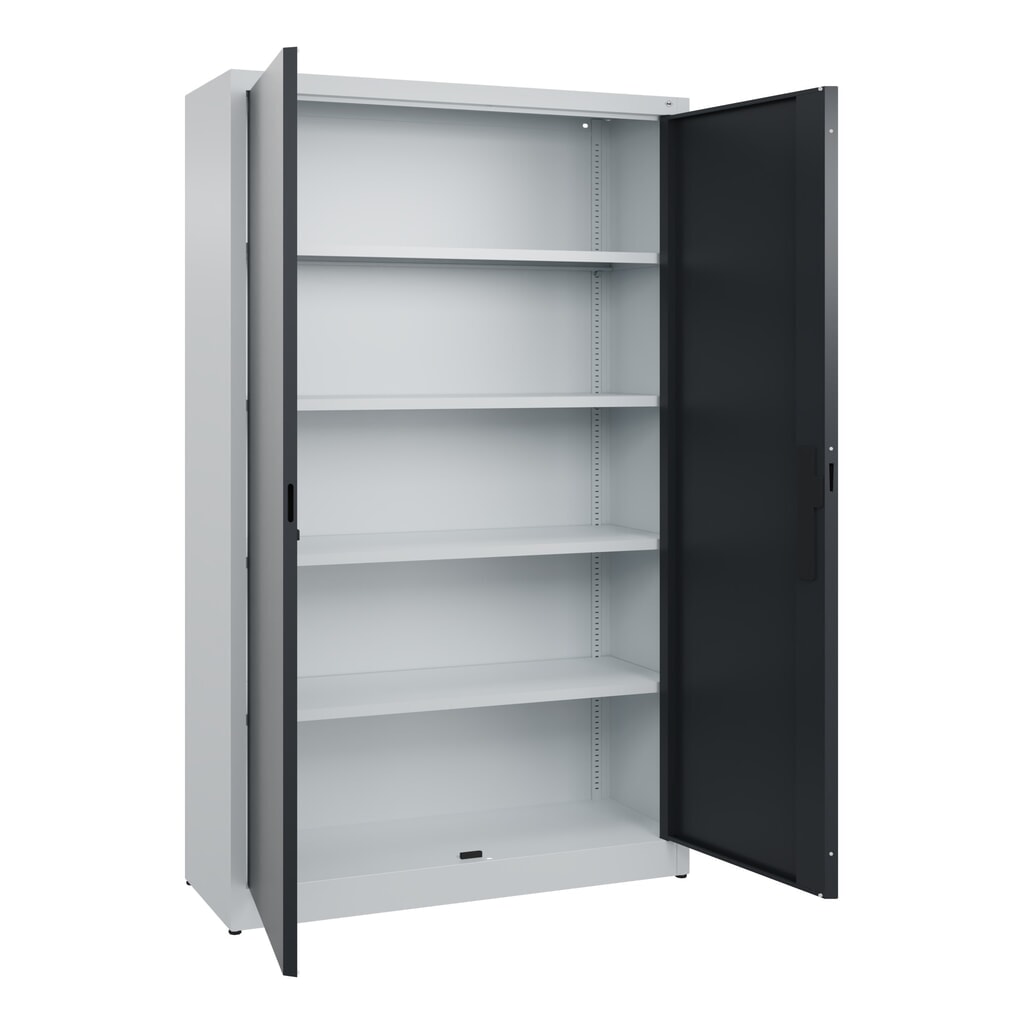 N° de l'image du produit 4 : Armoire à portes battantes C+P, 5 niveaux, H x l x P 1950 x 1 200 x 400 mm, gris clair, gris noir