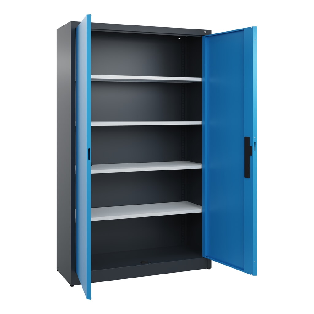 Armoire à portes battantes C+P, 5 niveaux, H x l x P 1950 x 1 200 x 400 mm, gris anthracite, bleu clair N° de l'image du produit 4 : Armoire à portes battantes C+P, 5 niveaux, H x l x P 1950 x 1 200 x 400 mm, gris anthracite, bleu clair
