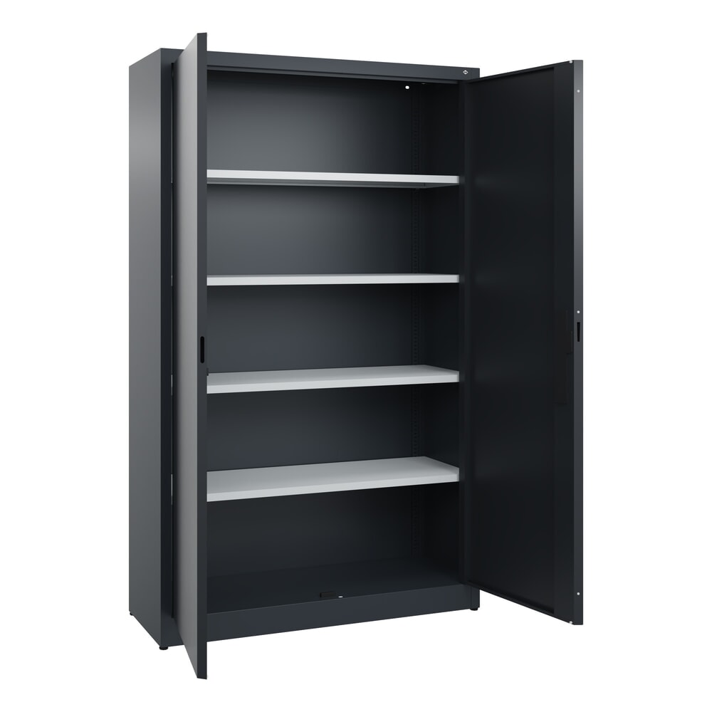 N° de l'image du produit 4 : Armoire à portes battantes C+P, 5 niveaux, H x l x P 1950 x 1 200 x 400 mm, gris anthracite, gris noir