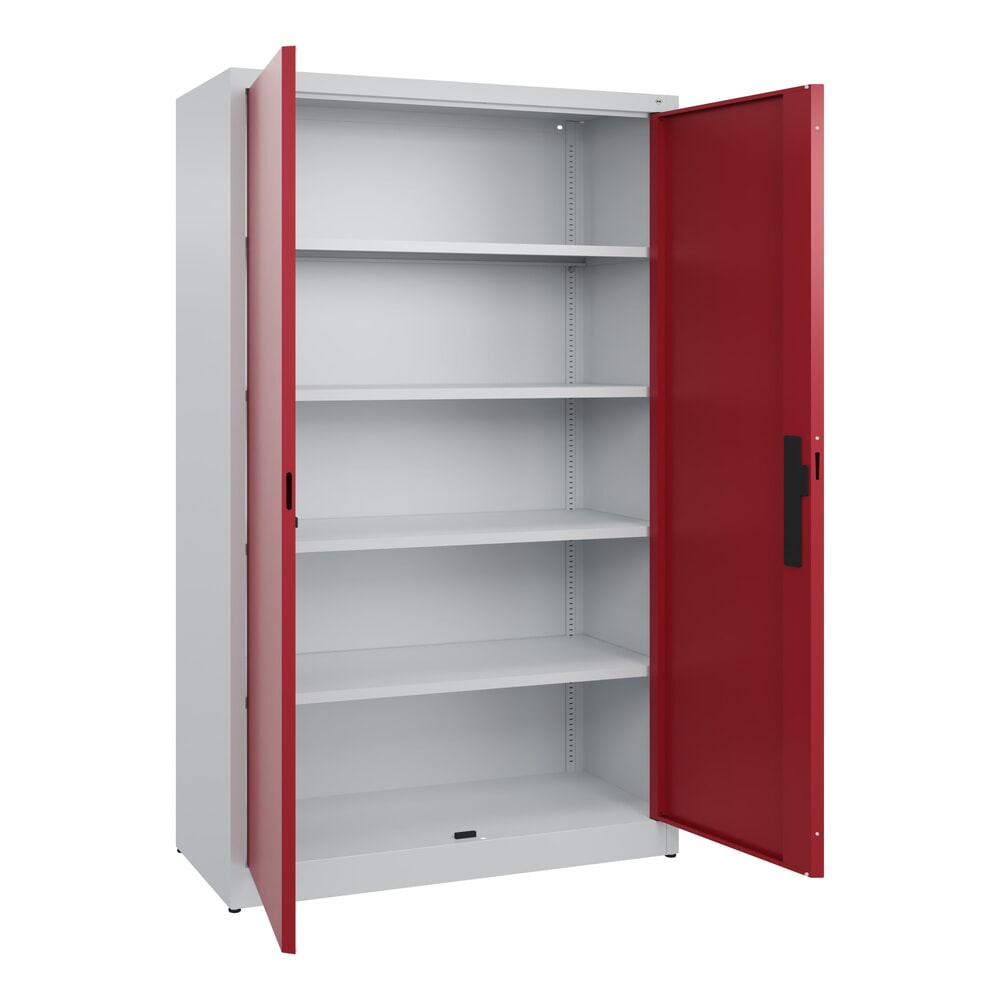 N° de l'image du produit 4 : Armoire à portes battantes C+P, 5 niveaux, H x l x P 1950 x 1 200 x 500 mm, gris clair, rouge rubis