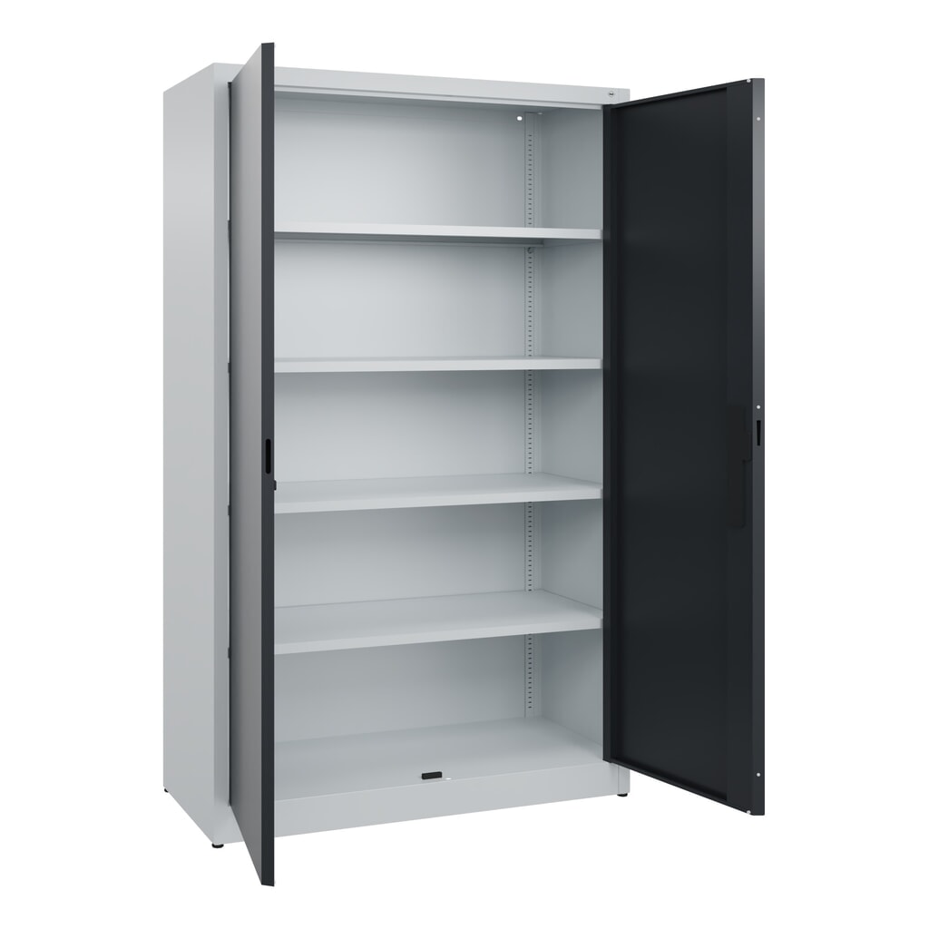 N° de l'image du produit 4 : Armoire à portes battantes C+P, 5 niveaux, H x l x P 1950 x 1 200 x 500 mm, gris clair, gris noir