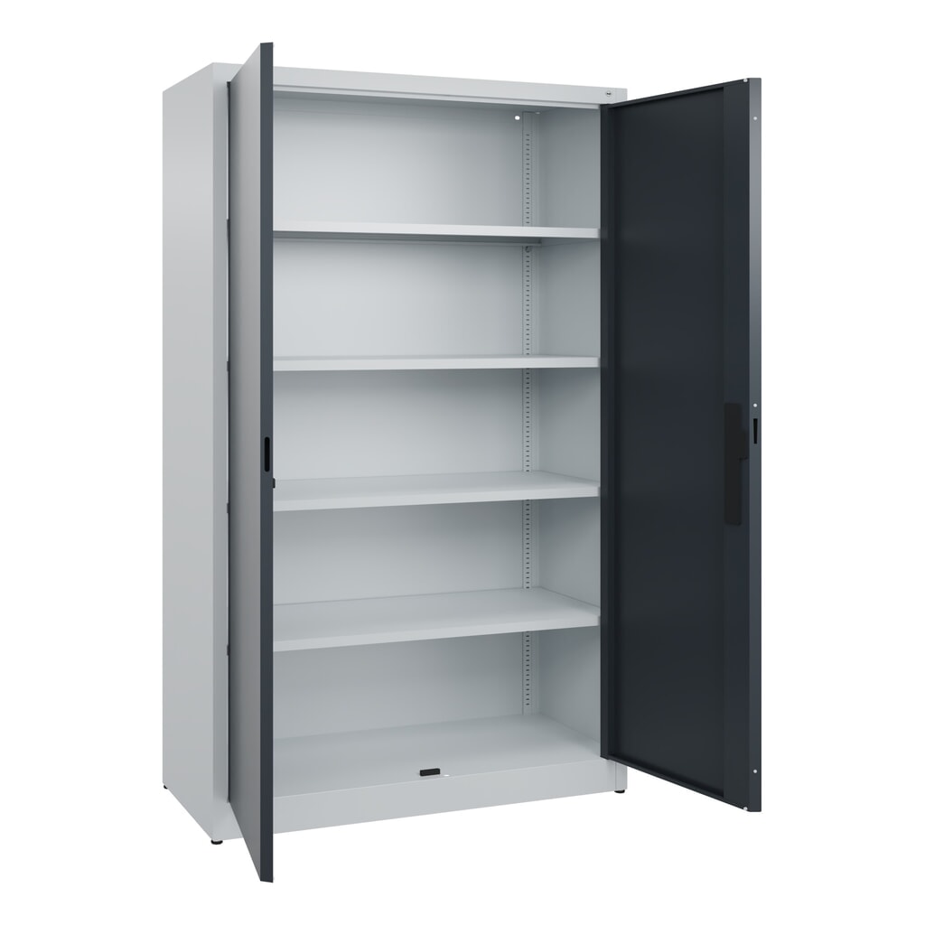 Armoire à portes battantes C+P, 5 niveaux, H x l x P 1950 x 1 200 x 500 mm, gris clair, gris anthracite N° de l'image du produit 4 : Armoire à portes battantes C+P, 5 niveaux, H x l x P 1950 x 1 200 x 500 mm, gris clair, gris anthracite