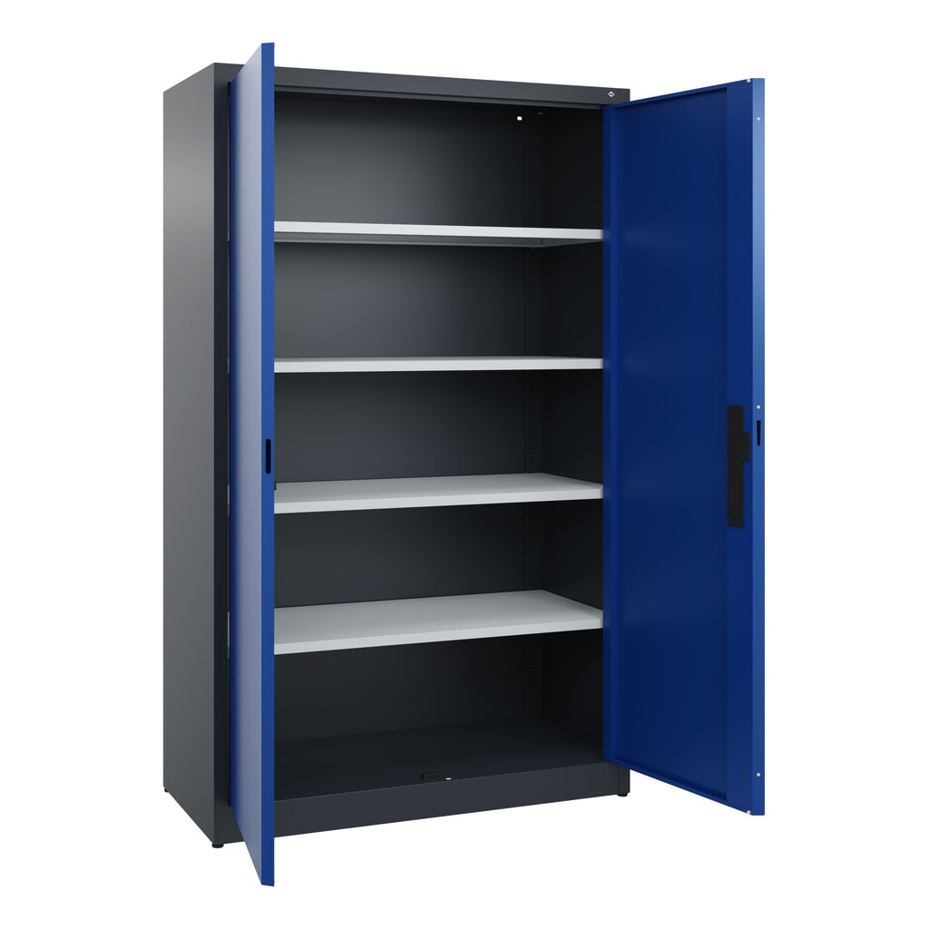 Armoire à portes battantes C+P, 5 niveaux, H x l x P 1950 x 1 200 x 500 mm, gris anthracite, bleu gentiane N° de l'image du produit 4 : Armoire à portes battantes C+P, 5 niveaux, H x l x P 1950 x 1 200 x 500 mm, gris anthracite, bleu gentiane