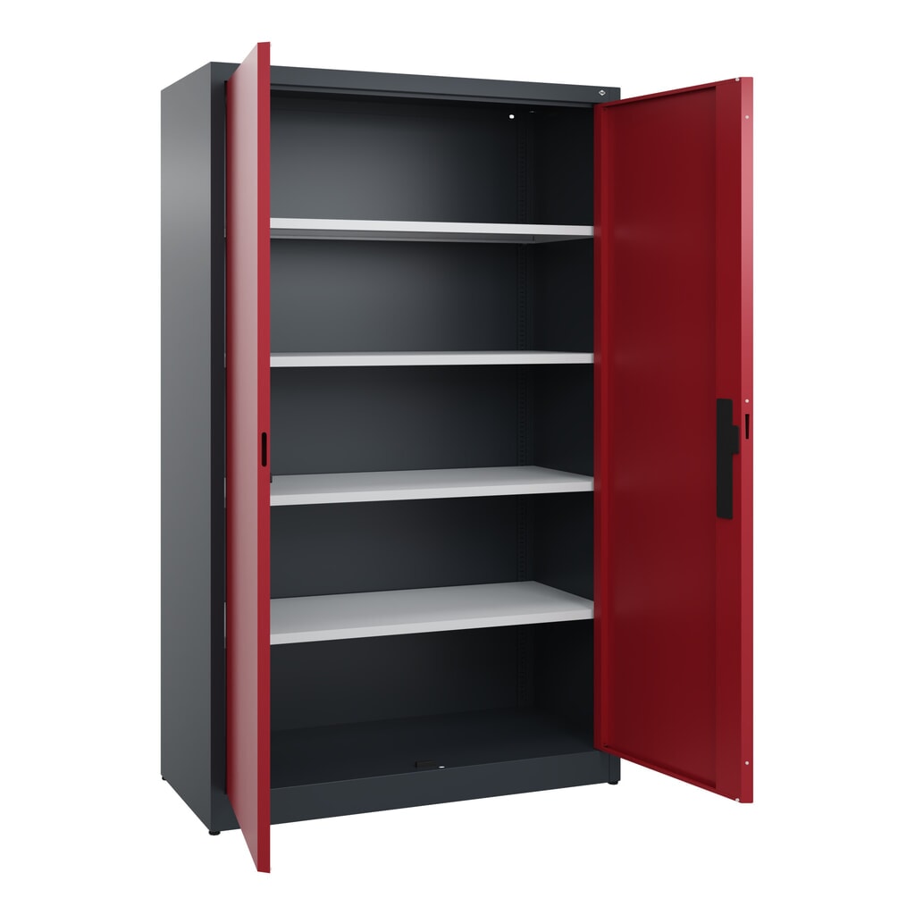 Armoire à portes battantes C+P, 5 niveaux, H x l x P 1950 x 1 200 x 500 mm, gris anthracite, rouge rubis N° de l'image du produit 4 : Armoire à portes battantes C+P, 5 niveaux, H x l x P 1950 x 1 200 x 500 mm, gris anthracite, rouge rubis