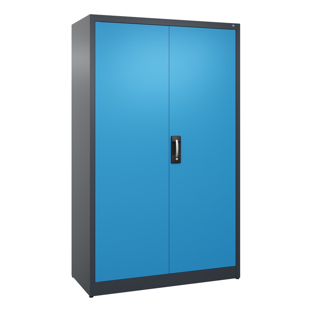 Illustration du produit: Armoire à portes battantes C+P, 5 niveaux, H x l x P 1950 x 1 200 x 500 mm, gris anthracite, bleu clair