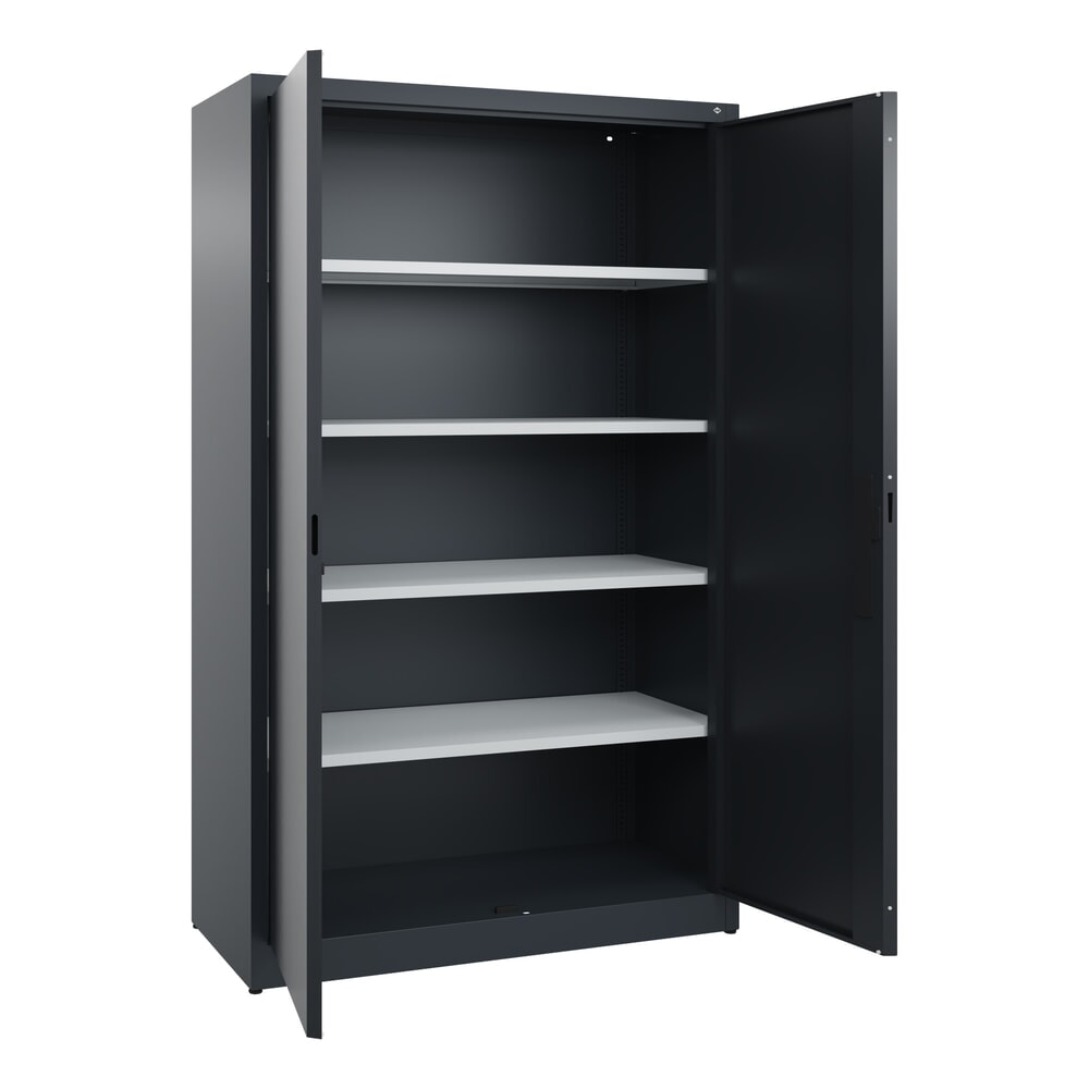N° de l'image du produit 4 : Armoire à portes battantes C+P, 5 niveaux, H x l x P 1950 x 1 200 x 500 mm, gris anthracite, gris noir