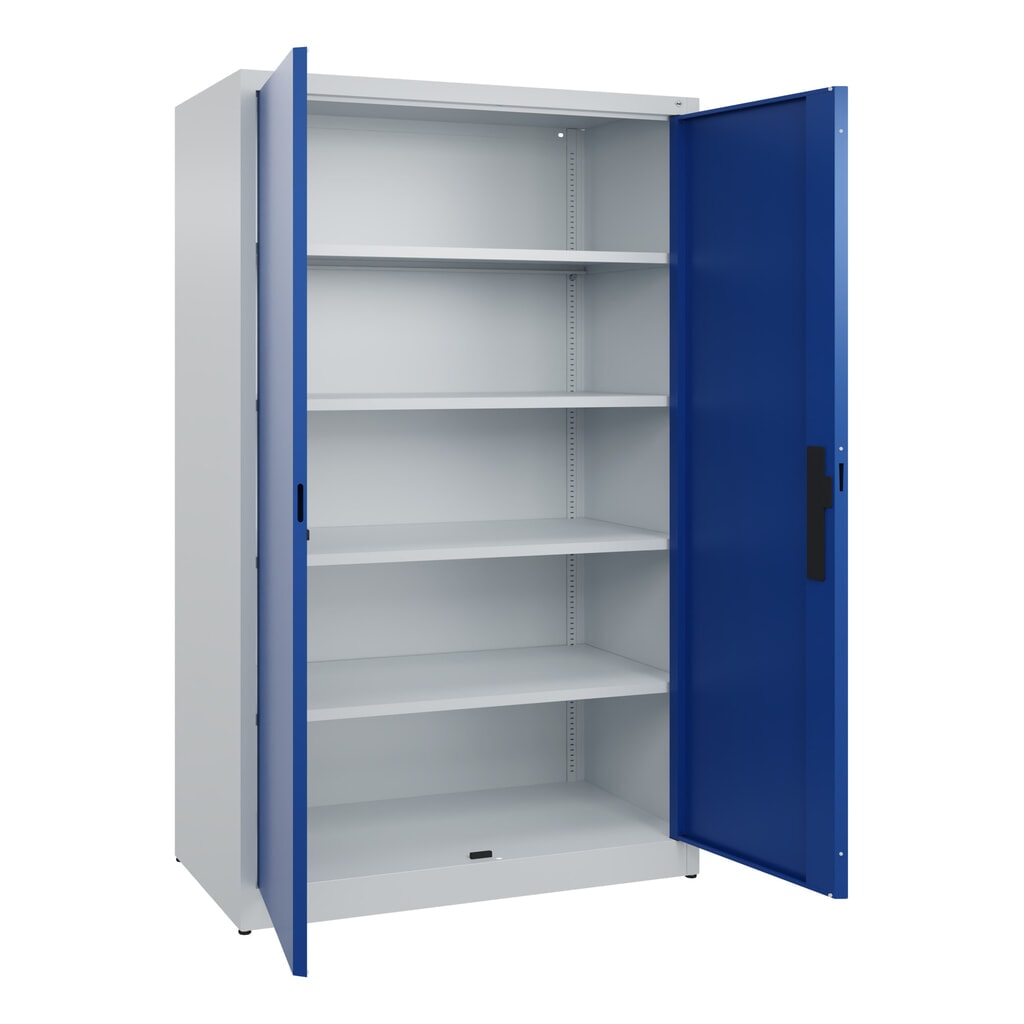 Armoire à portes battantes C+P, 5 niveaux, H x l x P 1950 x 1 200 x 600 mm, gris clair, bleu gentiane N° de l'image du produit 4 : Armoire à portes battantes C+P, 5 niveaux, H x l x P 1950 x 1 200 x 600 mm, gris clair, bleu gentiane