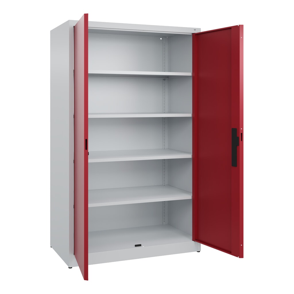 Armoire à portes battantes C+P, 5 niveaux, H x l x P 1950 x 1 200 x 600 mm, gris clair, rouge rubis N° de l'image du produit 4 : Armoire à portes battantes C+P, 5 niveaux, H x l x P 1950 x 1 200 x 600 mm, gris clair, rouge rubis