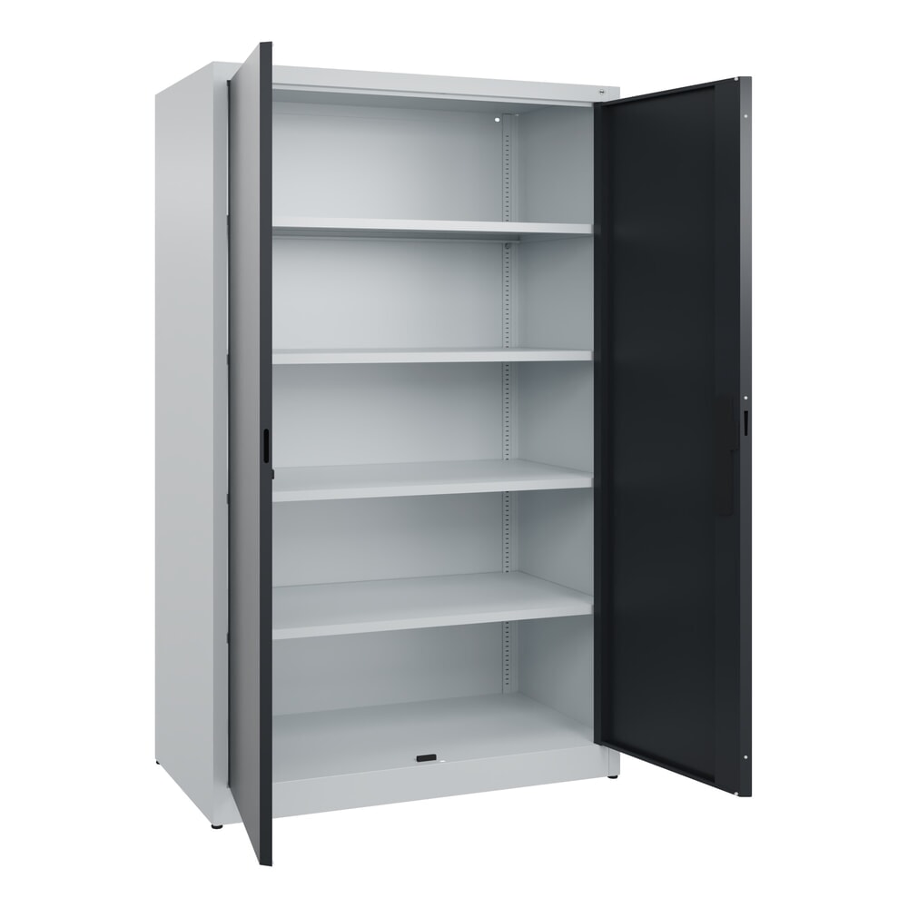 N° de l'image du produit 4 : Armoire à portes battantes C+P, 5 niveaux, H x l x P 1950 x 1 200 x 600 mm, gris clair, gris noir