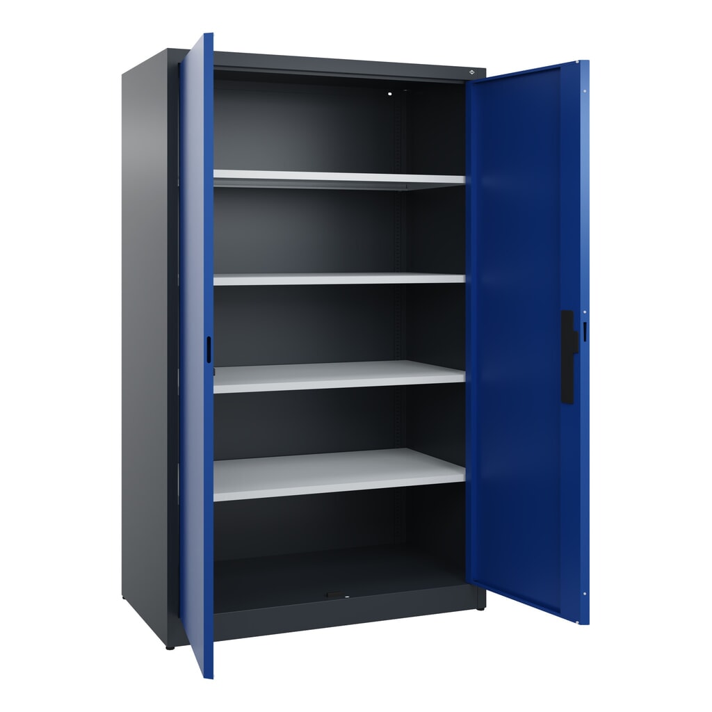 Armoire à portes battantes C+P, 5 niveaux, H x l x P 1950 x 1 200 x 600 mm, gris anthracite, bleu gentiane N° de l'image du produit 4 : Armoire à portes battantes C+P, 5 niveaux, H x l x P 1950 x 1 200 x 600 mm, gris anthracite, bleu gentiane
