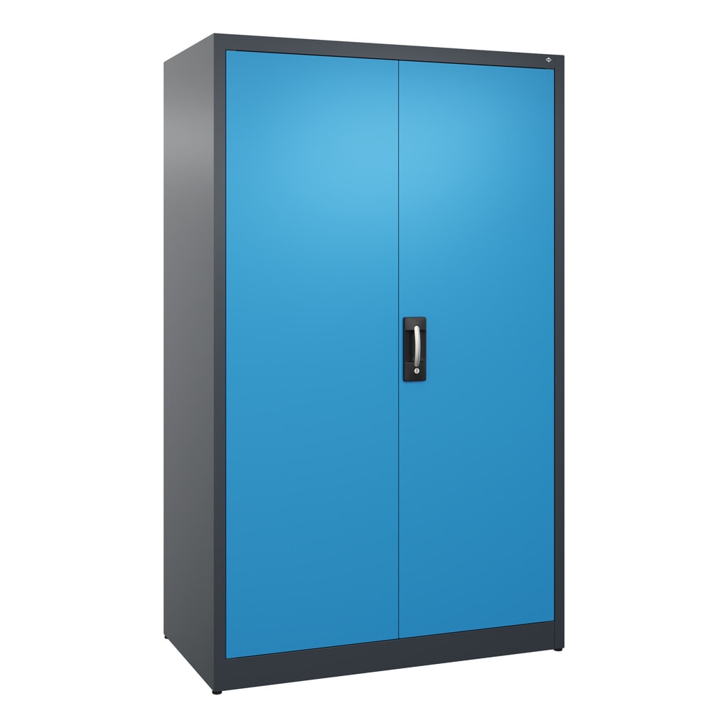 Armoire à portes battantes C+P, 5 niveaux, H x l x P 1950 x 1 200 x 600 mm, gris anthracite, bleu clair Illustration du produit: Armoire à portes battantes C+P, 5 niveaux, H x l x P 1950 x 1 200 x 600 mm, gris anthracite, bleu clair