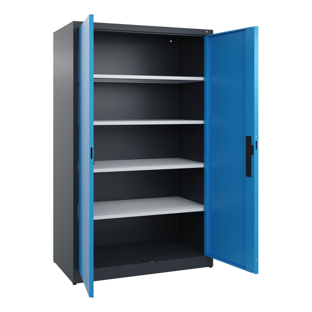 Armoire à portes battantes C+P, 5 niveaux, H x l x P 1950 x 1 200 x 600 mm, gris anthracite, bleu clair N° de l'image du produit 4 : Armoire à portes battantes C+P, 5 niveaux, H x l x P 1950 x 1 200 x 600 mm, gris anthracite, bleu clair
