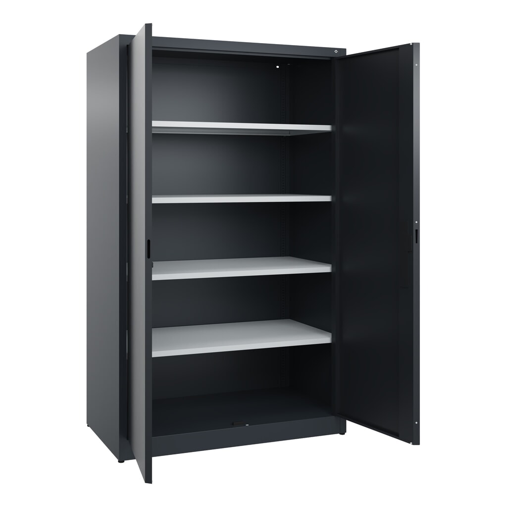 Armoire à portes battantes C+P, 5 niveaux, H x l x P 1950 x 1 200 x 600 mm, gris anthracite, gris noir N° de l'image du produit 4 : Armoire à portes battantes C+P, 5 niveaux, H x l x P 1950 x 1 200 x 600 mm, gris anthracite, gris noir