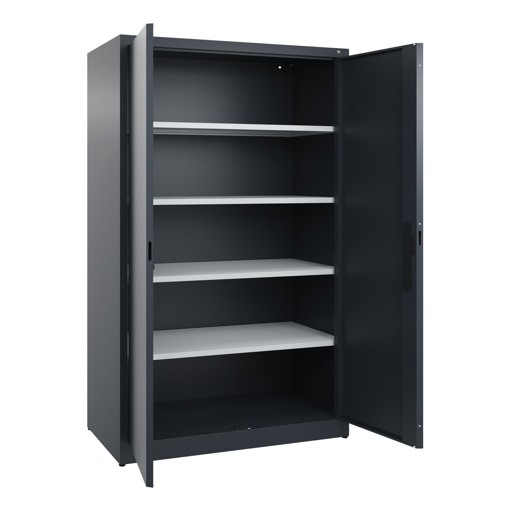 N° de l'image du produit 4 : Armoire à portes battantes C+P, 5 niveaux, H x l x P 1950 x 1 200 x 600 mm, gris anthracite, gris anthracite