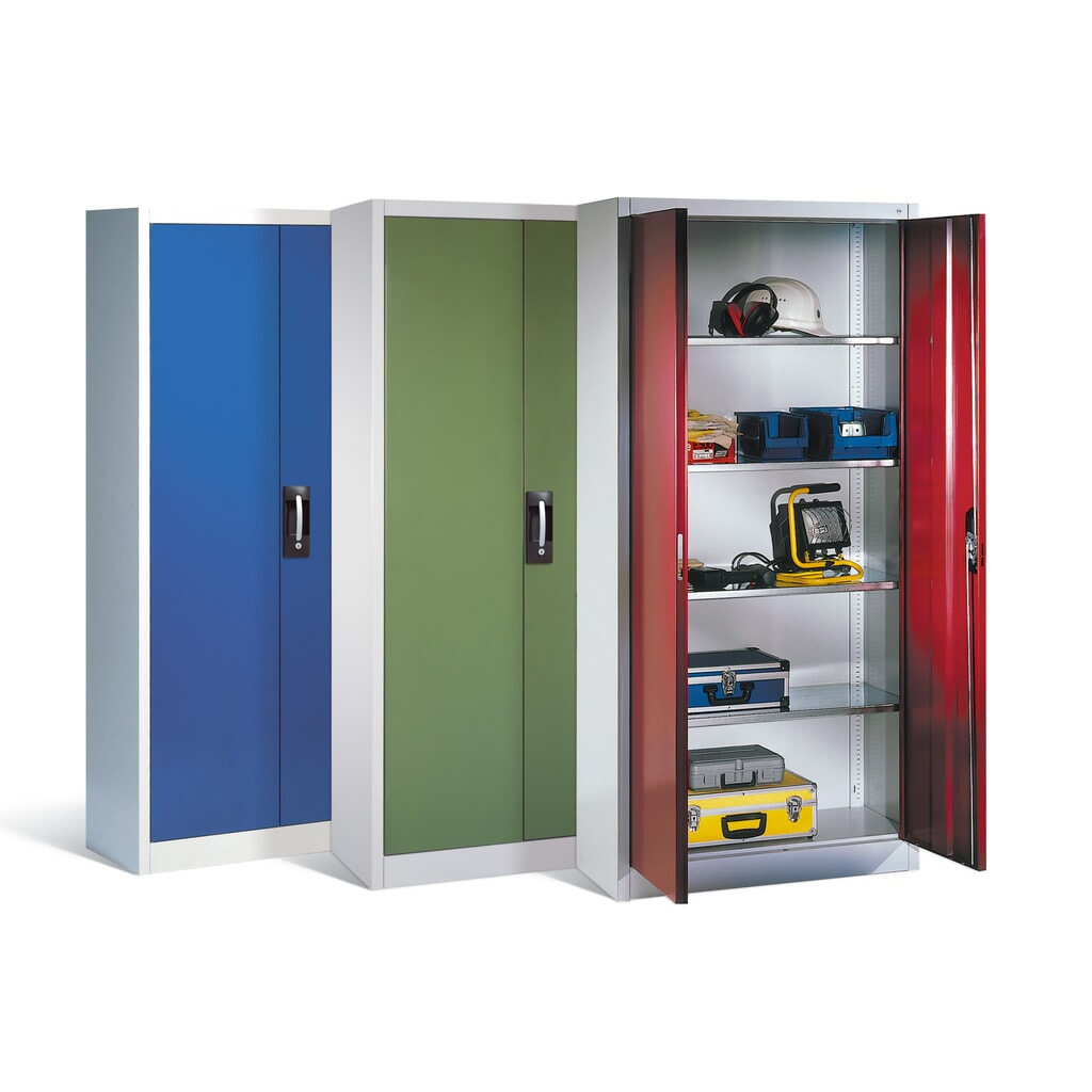 N° de l'image du produit 3 : Armoire à portes battantes C+P, 5 niveaux, H x l x P 1950 x 930 x 500 mm, gris clair, rouge rubis