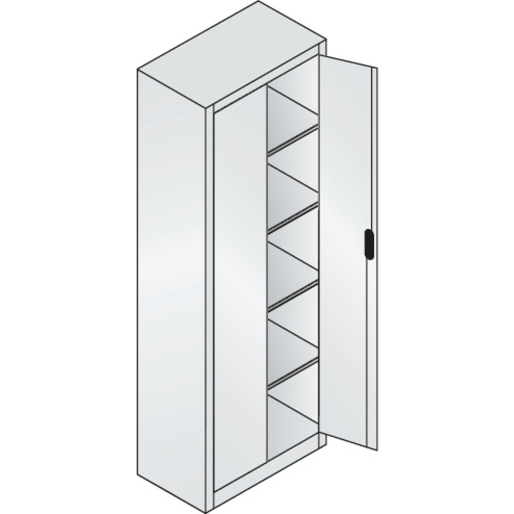 N° de l'image du produit 4 : Armoire à portes battantes d’atelier C+P avec 4 tablettes, H x l x P 1 950 x 700 x 400 mm, gris anthracite, rouge rubis