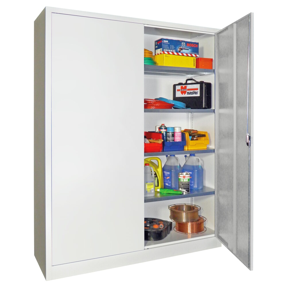 N° de l'image du produit 3 : Armoire à portes battantes PAVOY, 4 tablettes, H x l x P 1 950 x 1 500 x 500 mm, gris clair, gris clair