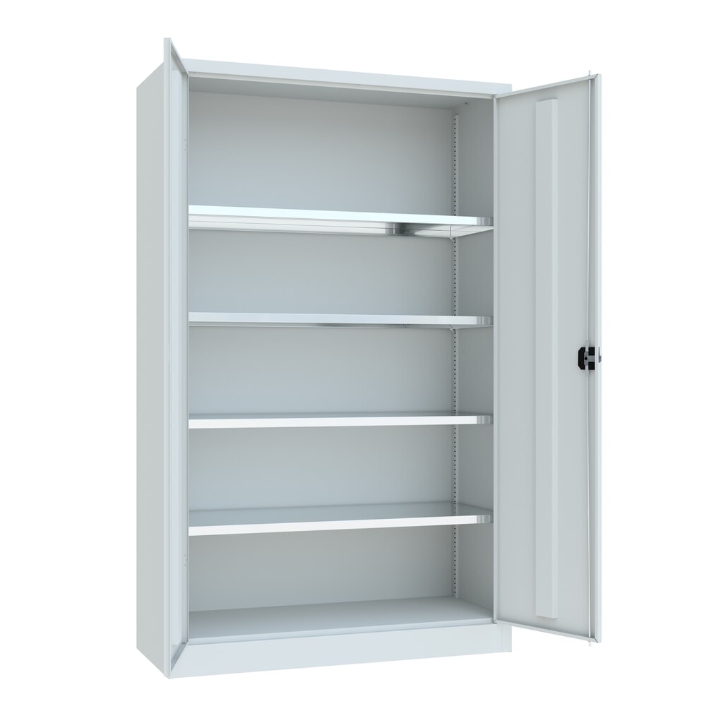 N° de l'image du produit 4 : Armoire à portes battantes PAVOY, 4 tablettes, H x l x P 1 950 x 1 200 x 600 mm, gris clair, gris clair