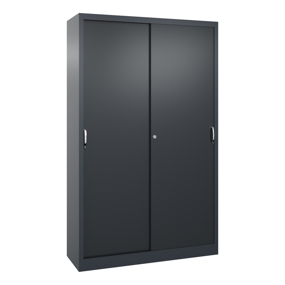 Illustration du produit: Armoire à portes coulissantes d’atelier C+P avec 4 tablettes, H x l x P 1 950 x 1 200 x 400 mm, gris anthracite, gris noir