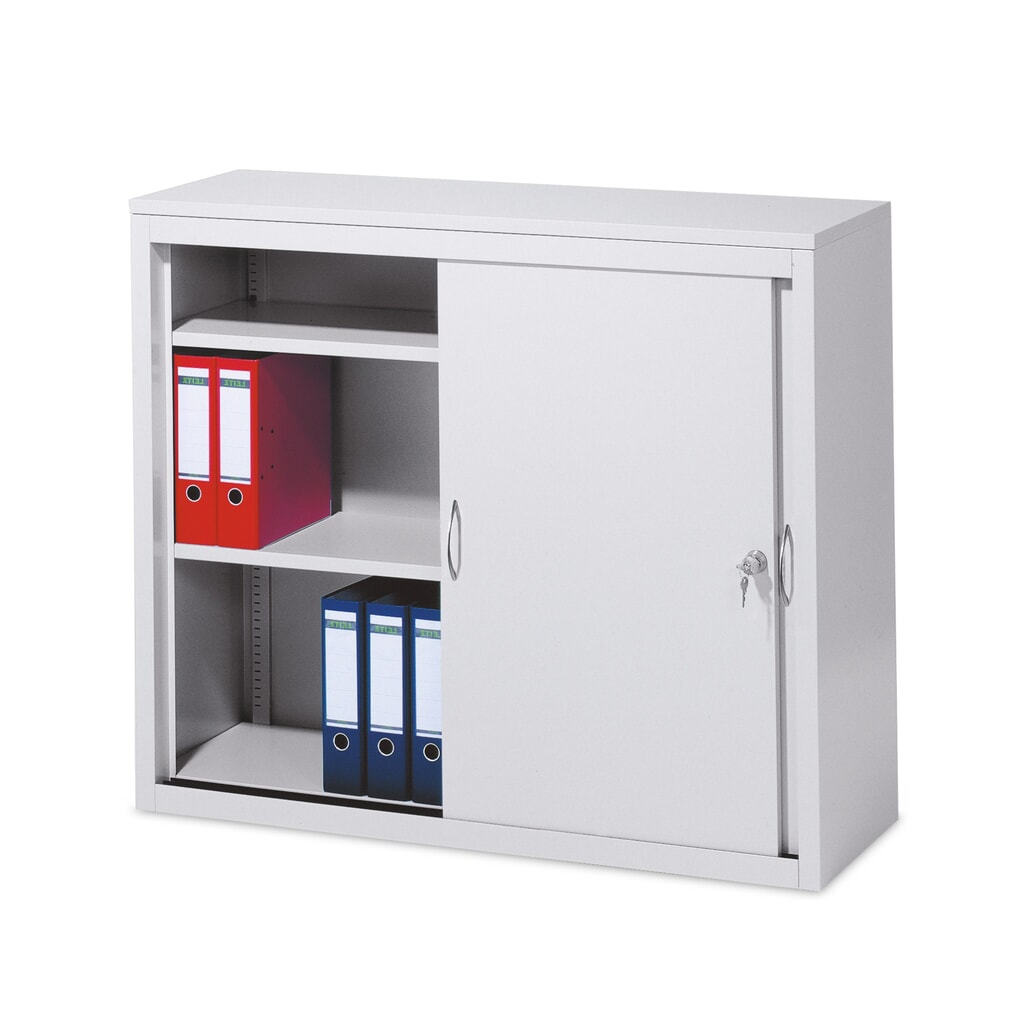 Armoire à portes coulissantes, H x l x P 1 025 x 1 200 x 400 mm, gris clair, gris clair, Gris clair Illustration du produit: Armoire à portes coulissantes, H x l x P 1 025 x 1 200 x 400 mm, gris clair, gris clair, Gris clair