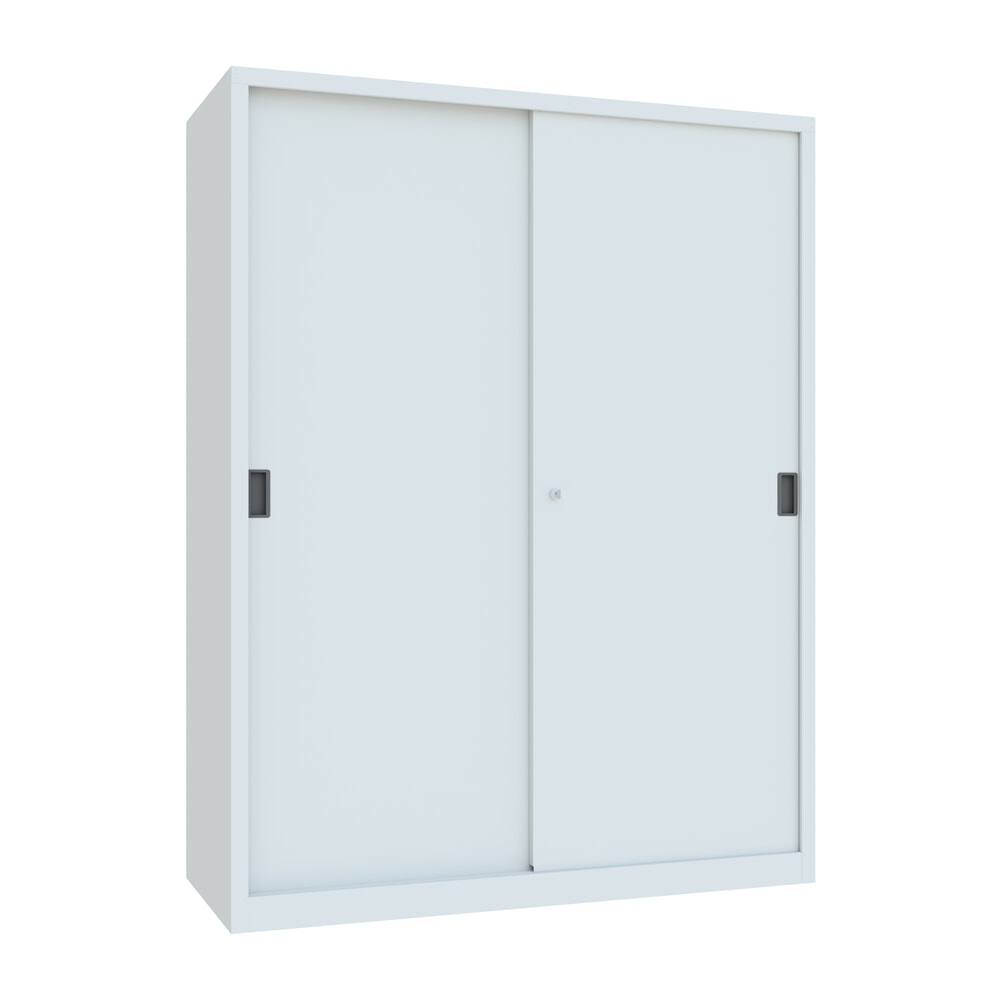 N° de l'image du produit 1 : Armoire à portes coulissantes PAVOY avec mit 8 tablettes + cloison de séparation, HxlxP 1 950 x 1 500 x 600 mm, gris clair, gris clair