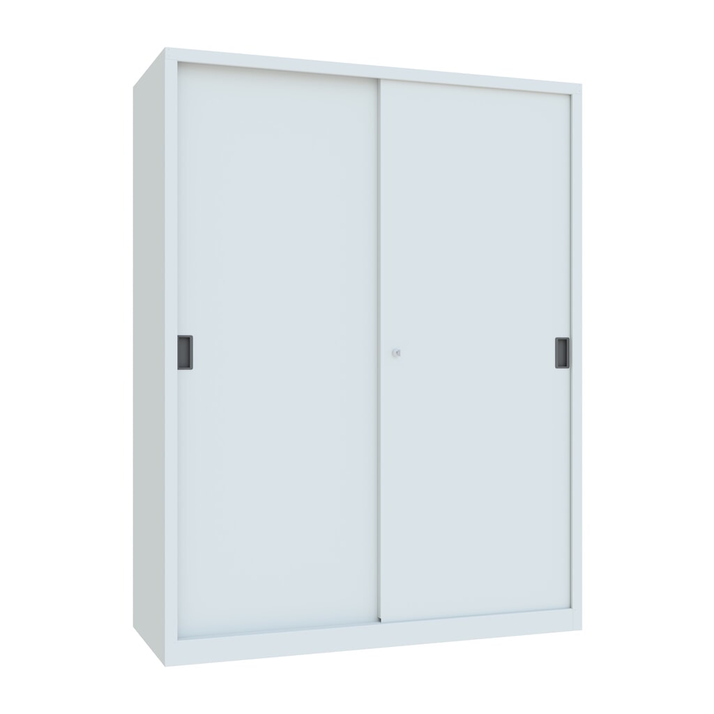 Illustration du produit: Armoire à portes coulissantes PAVOY avec mit 8 tablettes + cloison de séparation, HxlxP 1 950 x 1 500 x 600 mm, gris clair, gris clair
