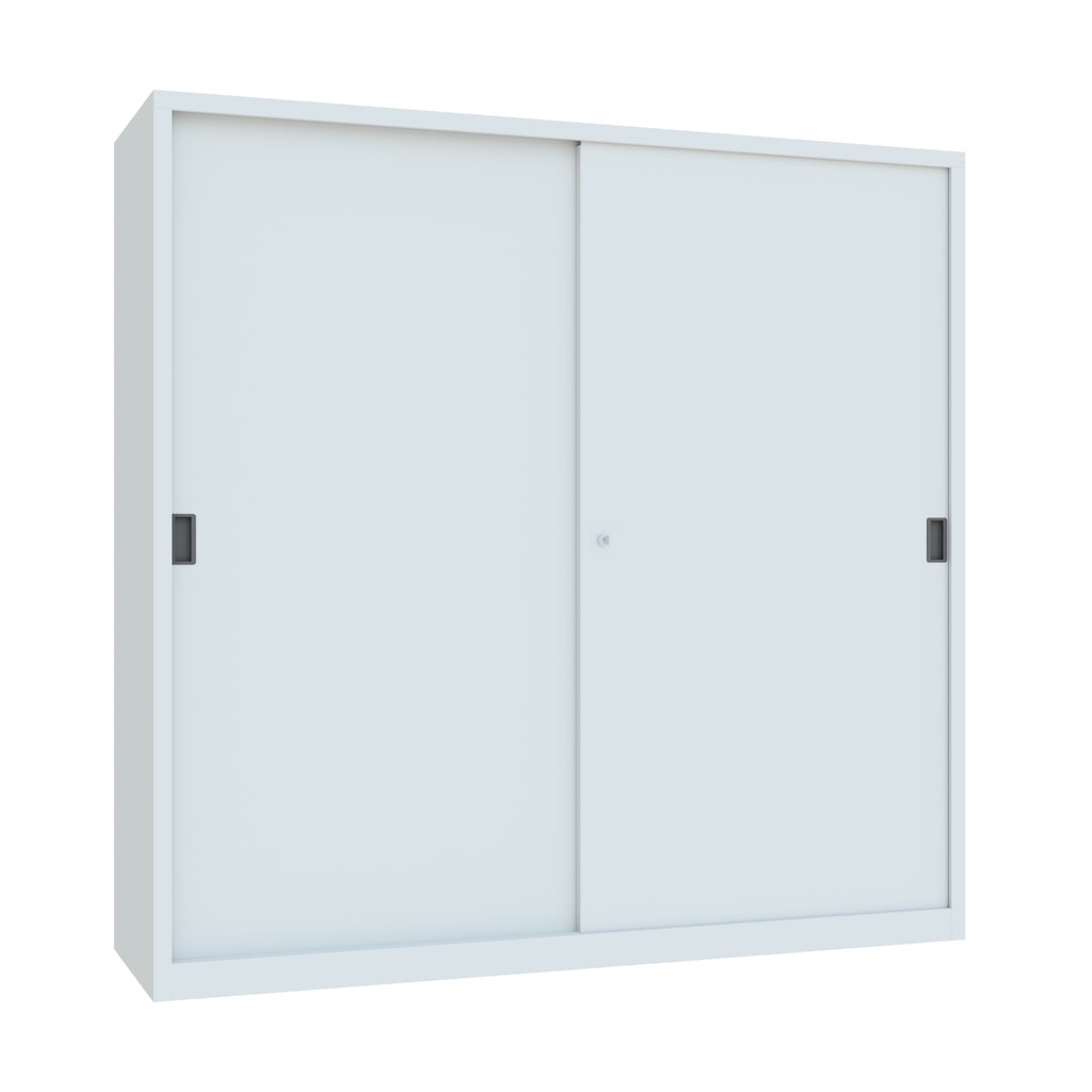 Illustration du produit: Armoire à portes coulissantes PAVOY avec mit 8 tablettes + cloison de séparation, HxlxP 1 950 x 2 000 x 600 mm, gris clair, gris clair