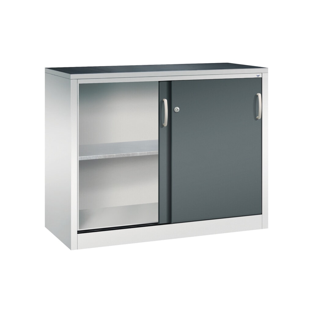 Armoire à portes coulissantes pour charges lourdes C+P, H x l x P 1 000 x 1 200 x 500 mm, gris clair, gris anthracite N° de l'image du produit 3 : Armoire à portes coulissantes pour charges lourdes C+P, H x l x P 1 000 x 1 200 x 500 mm, gris clair, gris anthracite
