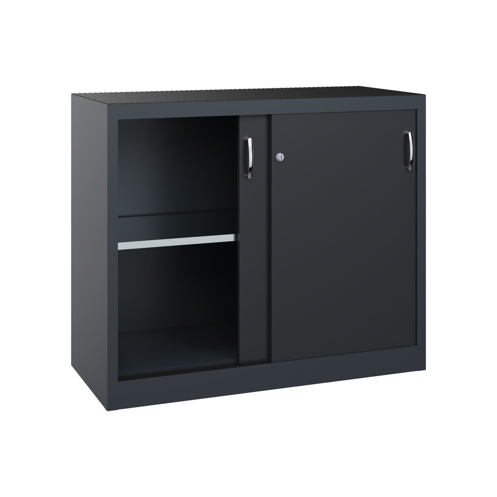 N° de l'image du produit 2 : Armoire à portes coulissantes pour charges lourdes C+P, H x l x P 1 000 x 1 200 x 500 mm, gris anthracite, gris noir