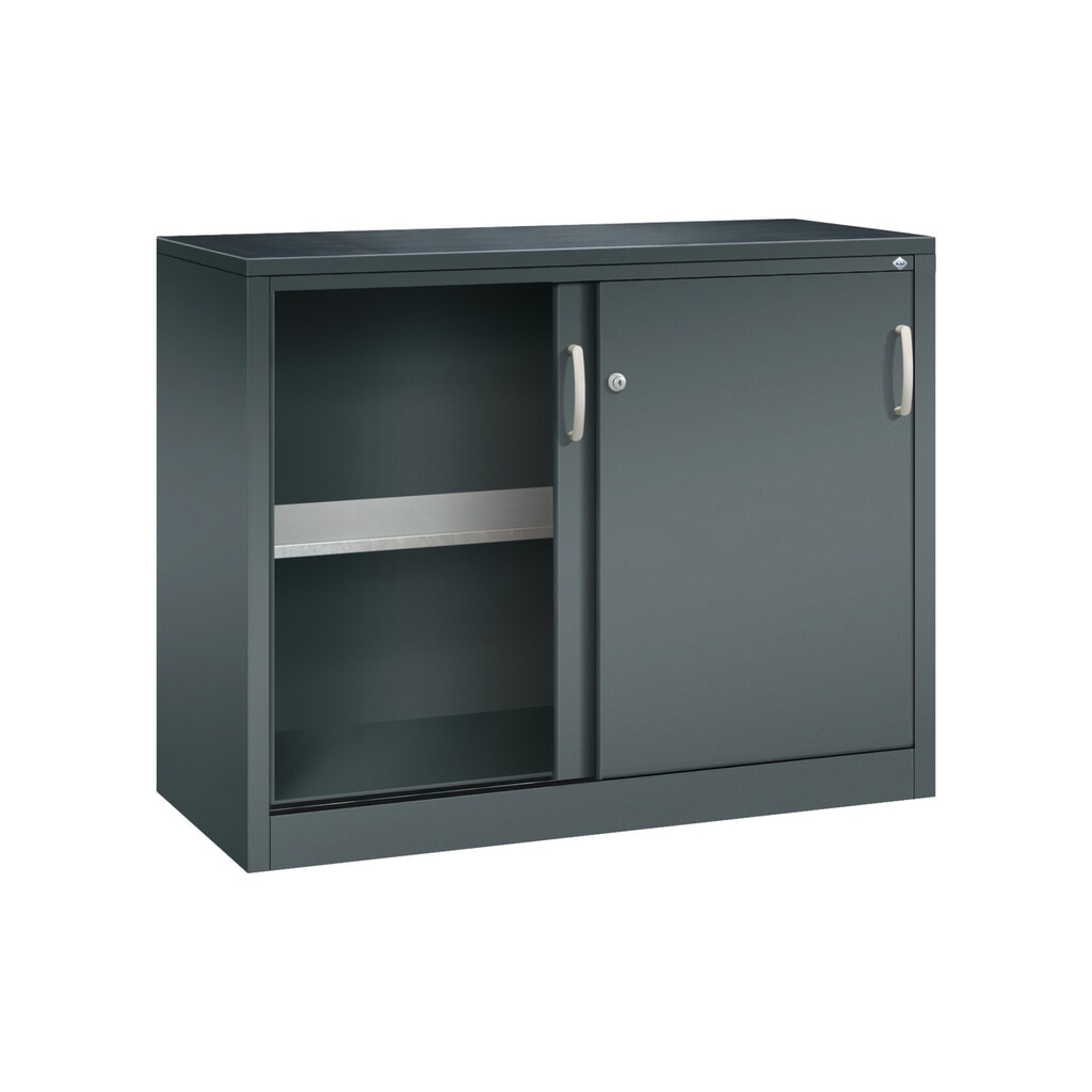 Armoire à portes coulissantes pour charges lourdes C+P, H x l x P 1 000 x 1 200 x 500 mm, gris anthracite, gris anthracite N° de l'image du produit 3 : Armoire à portes coulissantes pour charges lourdes C+P, H x l x P 1 000 x 1 200 x 500 mm, gris anthracite, gris anthracite