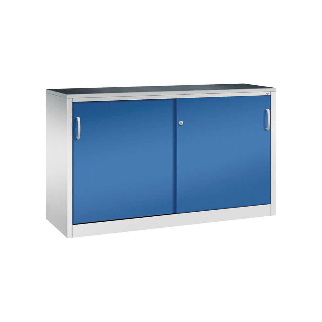 Illustration du produit: Armoire à portes coulissantes pour charges lourdes C+P, H x l x P 1 000 x 1 600 x 500 mm, gris clair, bleu gentiane