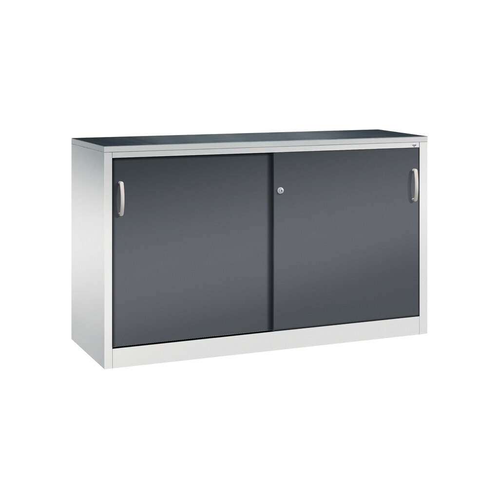 Armoire à portes coulissantes pour charges lourdes C+P, H x l x P 1 000 x 1 600 x 500 mm, gris clair, gris noir Illustration du produit: Armoire à portes coulissantes pour charges lourdes C+P, H x l x P 1 000 x 1 600 x 500 mm, gris clair, gris noir