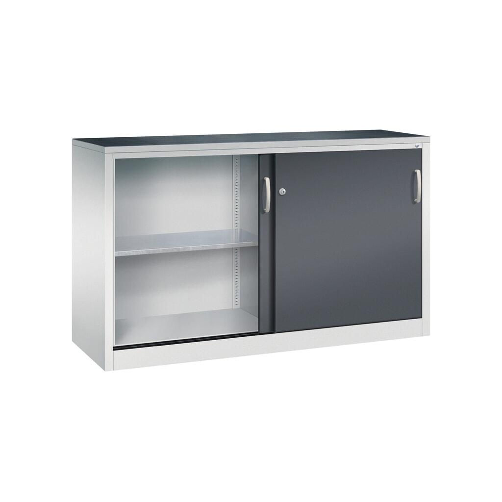 N° de l'image du produit 3 : Armoire à portes coulissantes pour charges lourdes C+P, H x l x P 1 000 x 1 600 x 500 mm, gris clair, gris noir