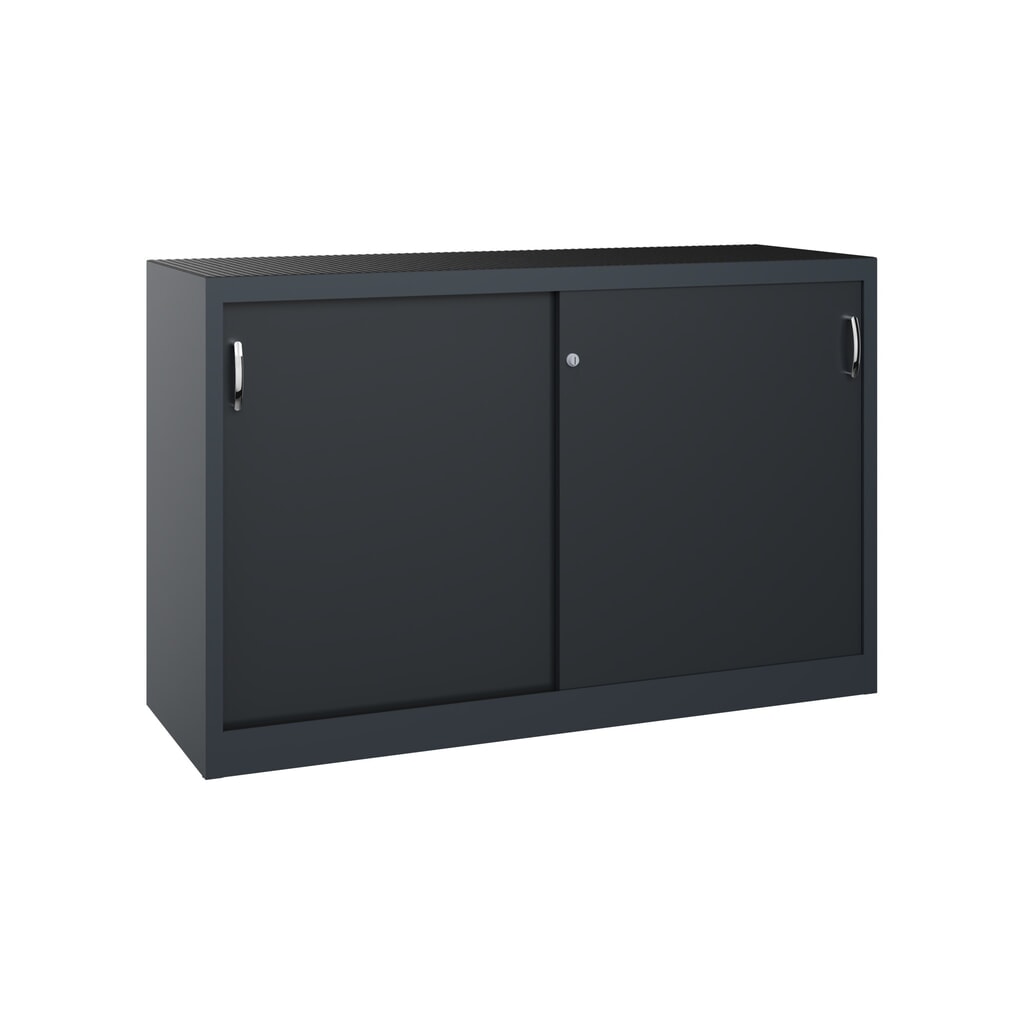 Illustration du produit: Armoire à portes coulissantes pour charges lourdes C+P, H x l x P 1 000 x 1 600 x 500 mm, gris anthracite, gris noir