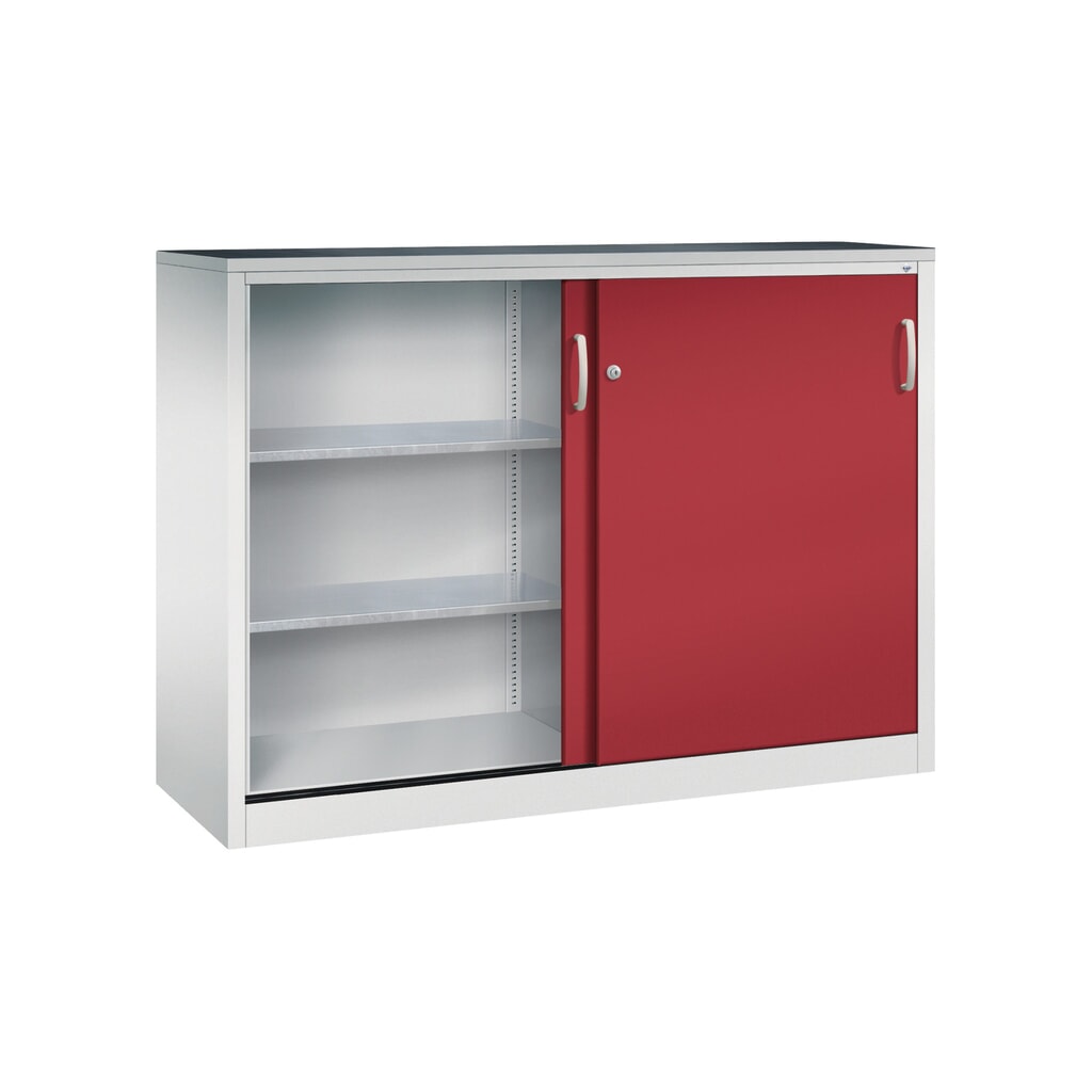 Armoire à portes coulissantes pour charges lourdes C+P, H x l x P 1 200 x 1 600 x 500 mm, gris clair, rouge rubis N° de l'image du produit 3 : Armoire à portes coulissantes pour charges lourdes C+P, H x l x P 1 200 x 1 600 x 500 mm, gris clair, rouge rubis
