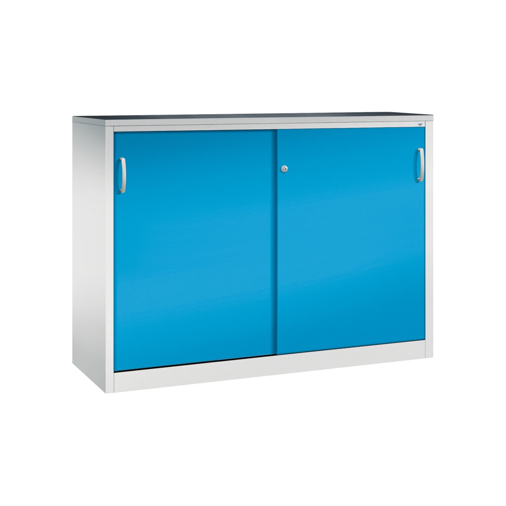 Armoire à portes coulissantes pour charges lourdes C+P, H x l x P 1 200 x 1 600 x 500 mm, gris clair, bleu clair Illustration du produit: Armoire à portes coulissantes pour charges lourdes C+P, H x l x P 1 200 x 1 600 x 500 mm, gris clair, bleu clair