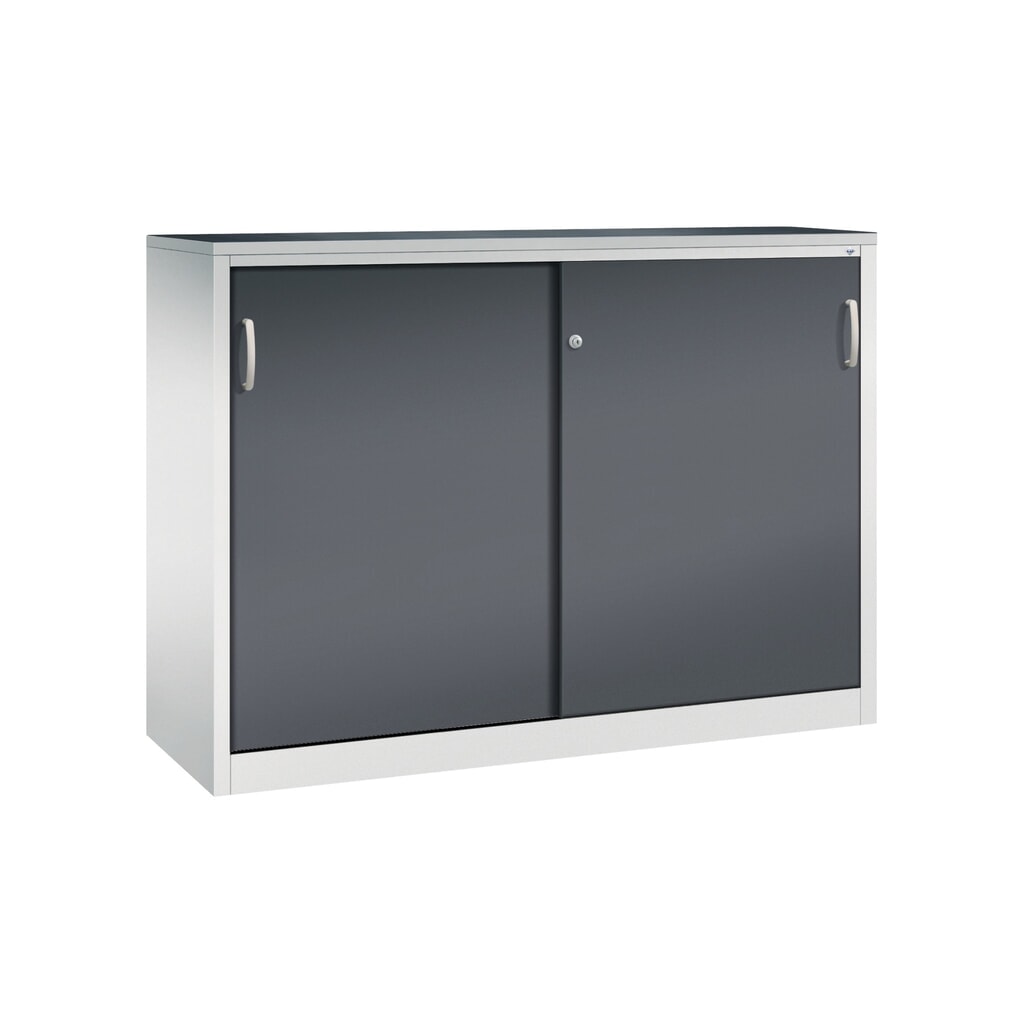 Armoire à portes coulissantes pour charges lourdes C+P, H x l x P 1 200 x 1 600 x 500 mm, gris clair, gris noir Illustration du produit: Armoire à portes coulissantes pour charges lourdes C+P, H x l x P 1 200 x 1 600 x 500 mm, gris clair, gris noir