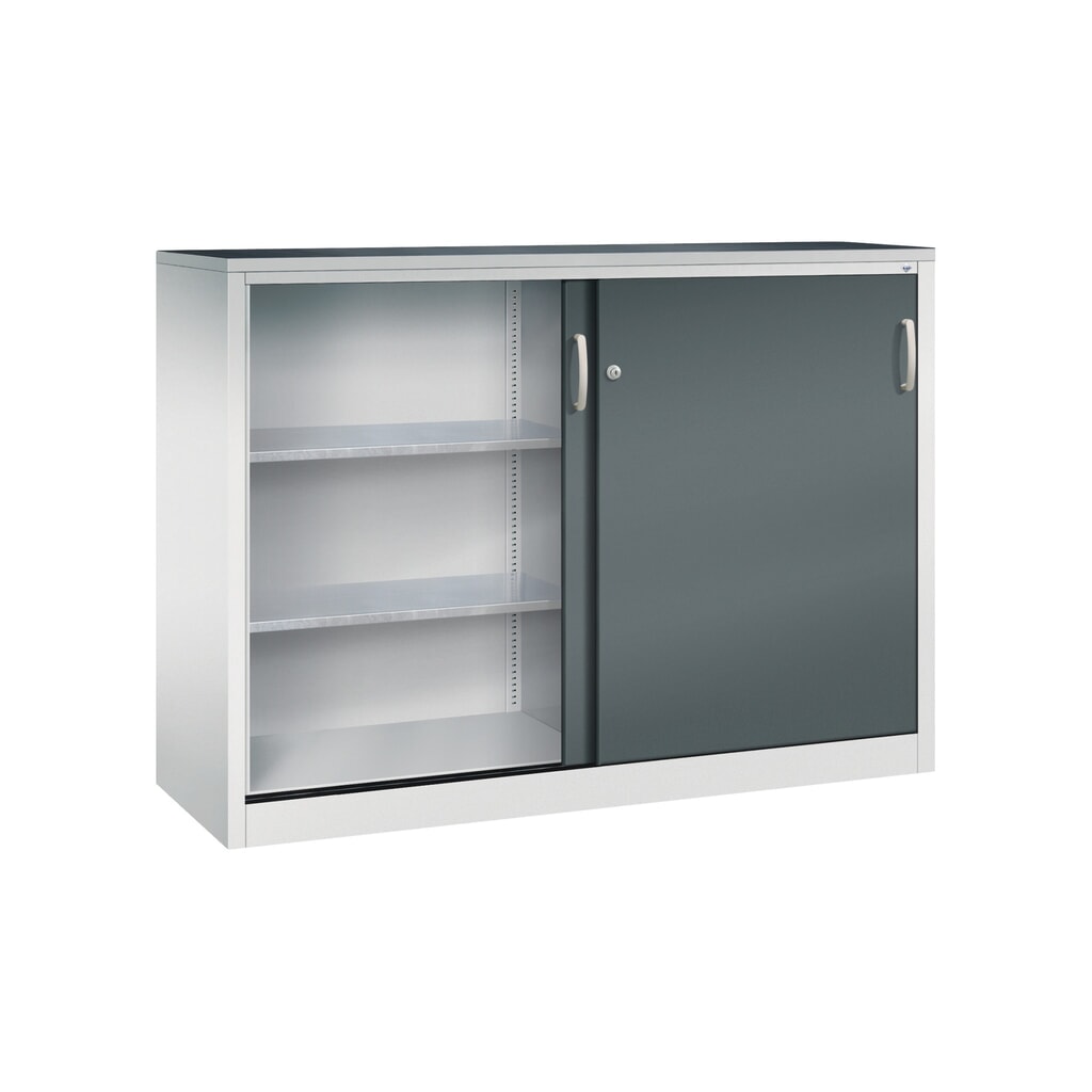 Armoire à portes coulissantes pour charges lourdes C+P, H x l x P 1 200 x 1 600 x 500 mm, gris clair, gris anthracite N° de l'image du produit 3 : Armoire à portes coulissantes pour charges lourdes C+P, H x l x P 1 200 x 1 600 x 500 mm, gris clair, gris anthracite