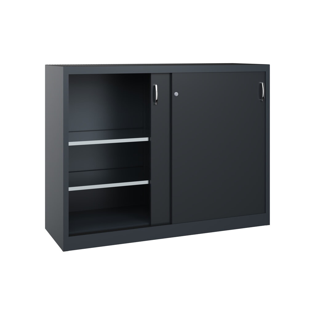 N° de l'image du produit 2 : Armoire à portes coulissantes pour charges lourdes C+P, H x l x P 1 200 x 1 600 x 500 mm, gris anthracite, gris noir